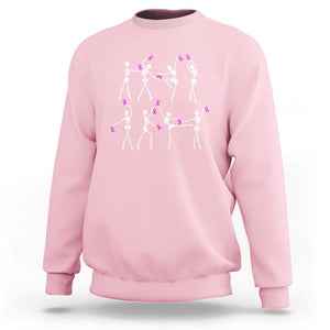 Pink Ribbon Breast Cancer Awareness Sweatshirt Skeleton Ballerinas Ballet Dance Cute Halloween TS10 Light Pink Print Your Wear