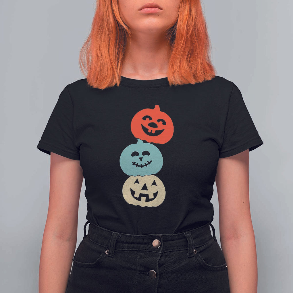 Vintage Halloween Pumpkin Funny Retro Gift T Shirt For Women Cute Spooky Season Clothing TS10 Black Print Your Wear