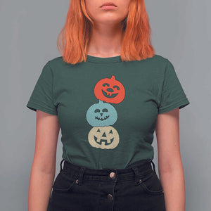 Vintage Halloween Pumpkin Funny Retro Gift T Shirt For Women Cute Spooky Season Clothing TS10 Dark Forest Green Print Your Wear