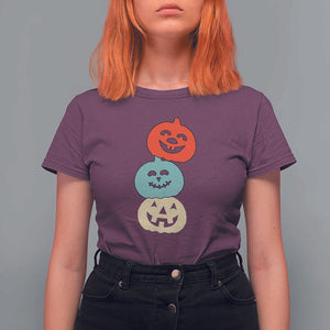 Vintage Halloween Pumpkin Funny Retro Gift T Shirt For Women Cute Spooky Season Clothing TS10 Maroon Print Your Wear