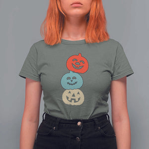 Vintage Halloween Pumpkin Funny Retro Gift T Shirt For Women Cute Spooky Season Clothing TS10 Military Green Print Your Wear