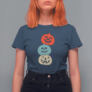 Vintage Halloween Pumpkin Funny Retro Gift T Shirt For Women Cute Spooky Season Clothing TS10 Navy Print Your Wear