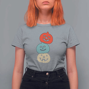 Vintage Halloween Pumpkin Funny Retro Gift T Shirt For Women Cute Spooky Season Clothing TS10 Sport Gray Print Your Wear