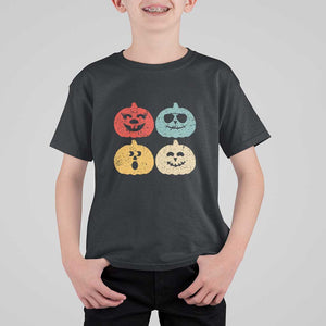 Retro Vintage Halloween Pumpkin Funny Gift T Shirt For Kid TS10 Black Print Your Wear