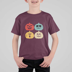 Retro Vintage Halloween Pumpkin Funny Gift T Shirt For Kid TS10 Maroon Print Your Wear