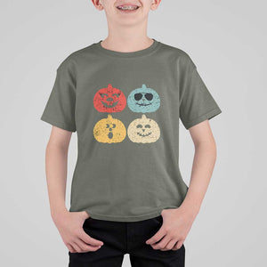 Retro Vintage Halloween Pumpkin Funny Gift T Shirt For Kid TS10 Military Green Print Your Wear