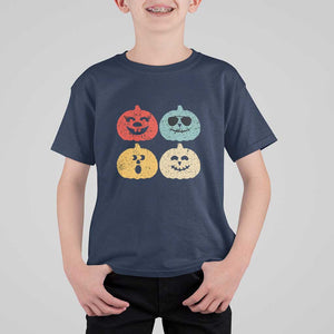 Retro Vintage Halloween Pumpkin Funny Gift T Shirt For Kid TS10 Navy Print Your Wear