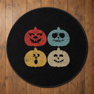 Retro Vintage Halloween Pumpkin Funny Gift Round Rug