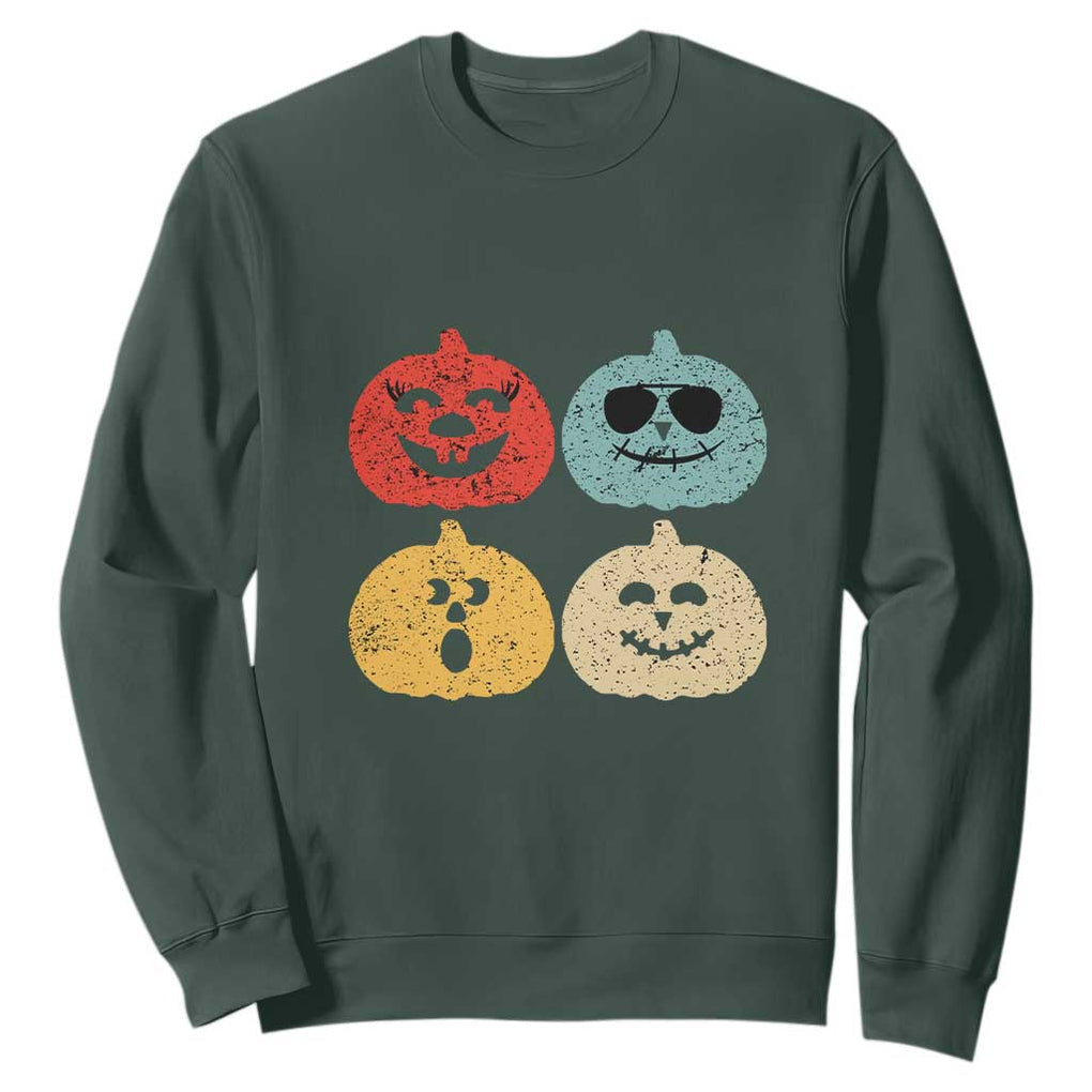Retro Vintage Halloween Pumpkin Funny Gift Sweatshirt TS10 Dark Forest Green Print Your Wear
