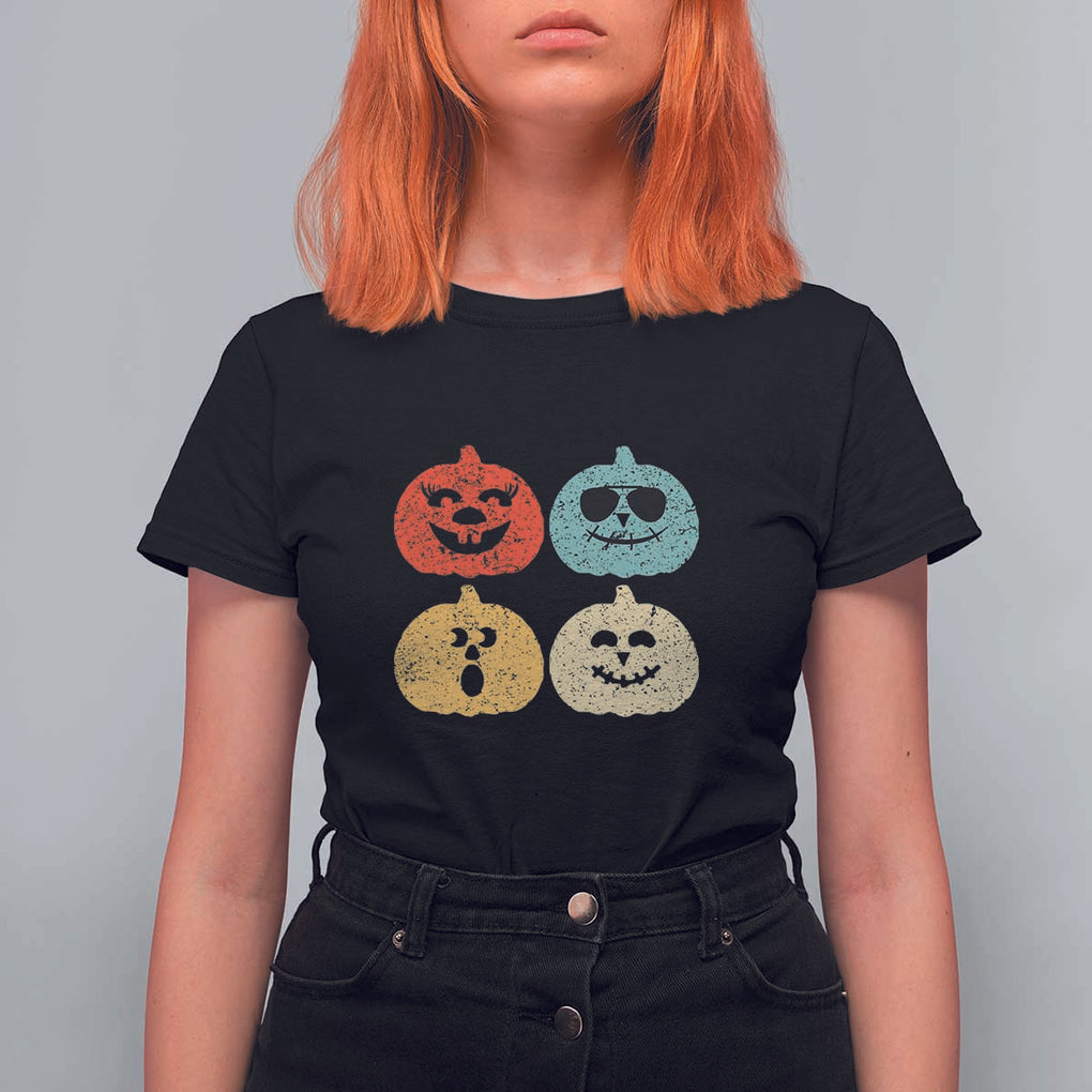 Retro Vintage Halloween Pumpkin Funny Gift T Shirt For Women TS10 Black Print Your Wear