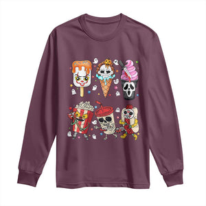 Horror Movie Summer Popsicle Halloween Ice Cream Summerween Long Sleeve Shirt TS10 Maroon Print Your Wear