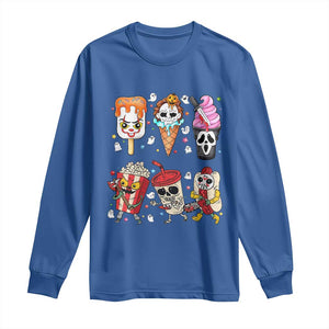 Horror Movie Summer Popsicle Halloween Ice Cream Summerween Long Sleeve Shirt TS10 Royal Blue Print Your Wear