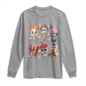 Horror Movie Summer Popsicle Halloween Ice Cream Summerween Long Sleeve Shirt TS10 Sport Gray Print Your Wear