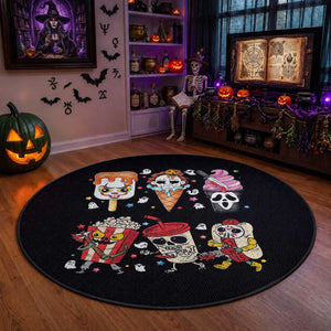 Horror Movie Summer Popsicle Halloween Ice Cream Summerween Round Rug