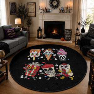 Horror Movie Summer Popsicle Halloween Ice Cream Summerween Round Rug