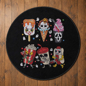 Horror Movie Summer Popsicle Halloween Ice Cream Summerween Round Rug