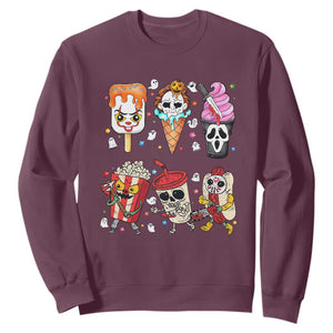 Horror Movie Summer Popsicle Halloween Ice Cream Summerween Sweatshirt TS10 Maroon Print Your Wear