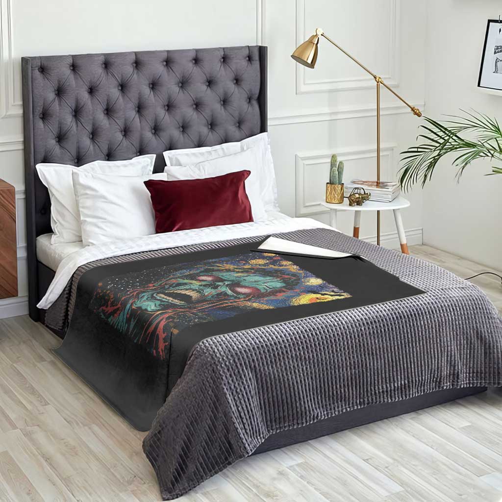 Horror Halloween Skull Throw Blanket Van Gogh Starry Night TS10 Print Your Wear