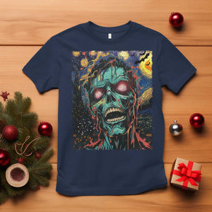 Horror Halloween Skull T Shirt Van Gogh Starry Night TS10 Navy Print Your Wear