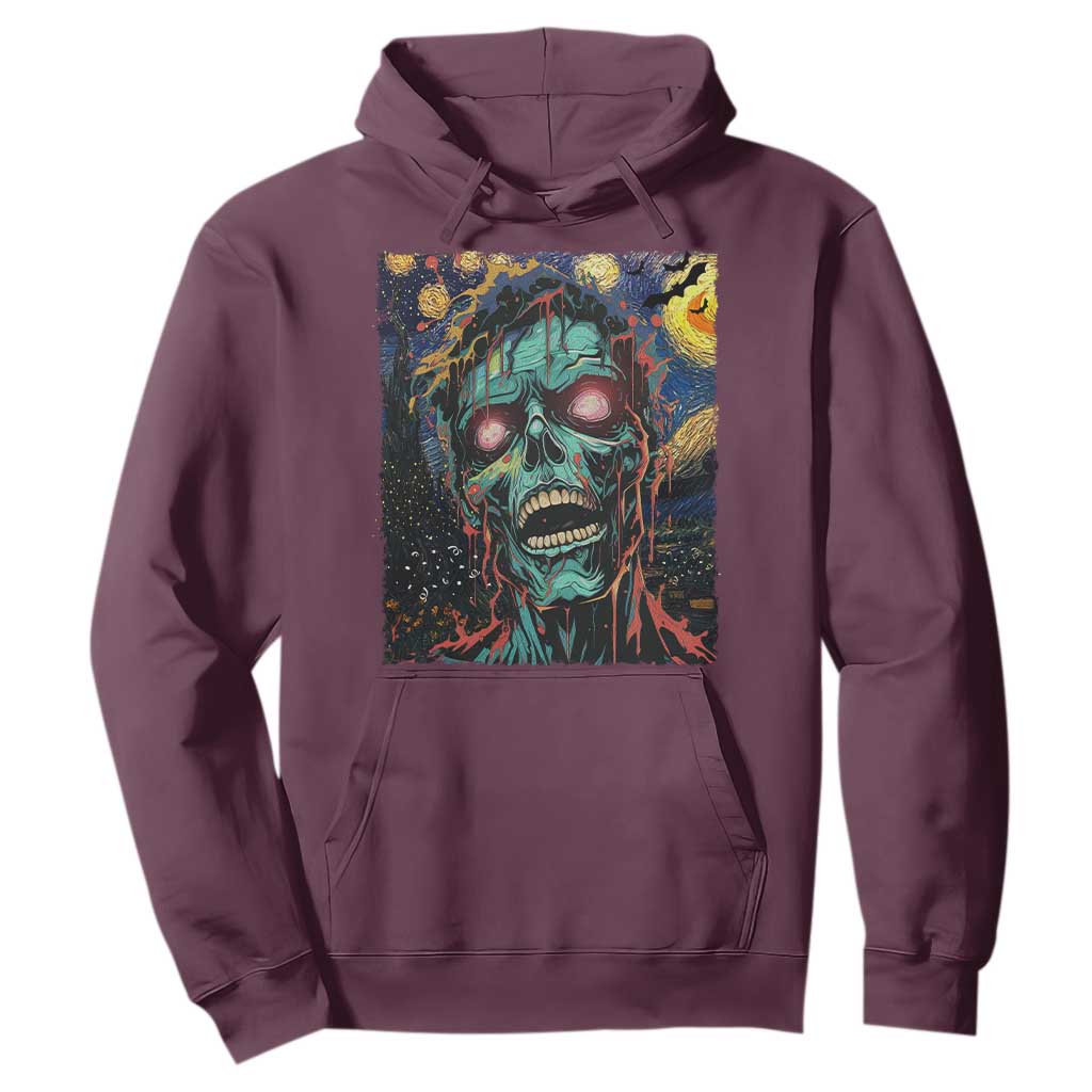 Horror Halloween Skull Hoodie Van Gogh Starry Night TS10 Maroon Print Your Wear