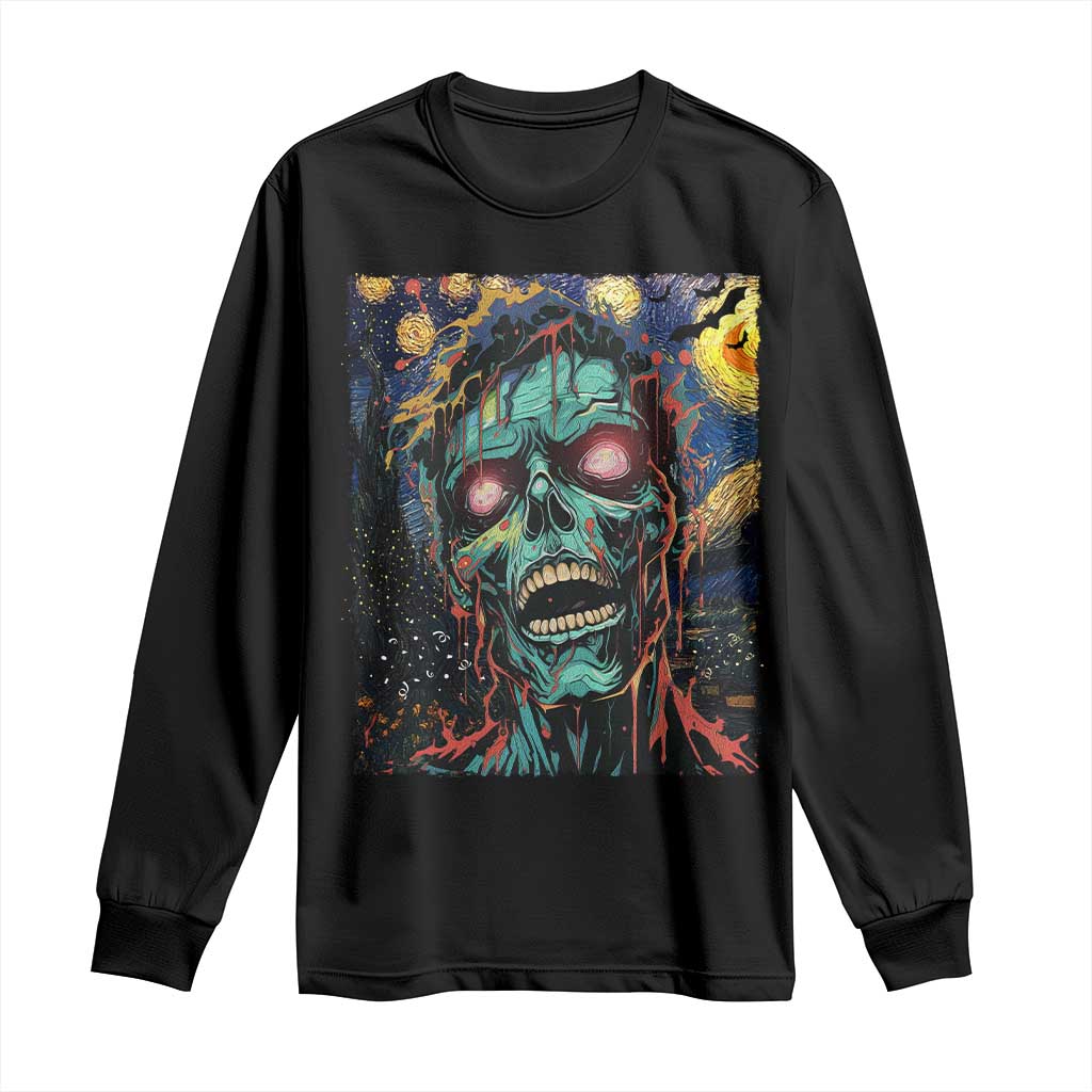 Horror Halloween Skull Long Sleeve Shirt Van Gogh Starry Night TS10 Black Print Your Wear