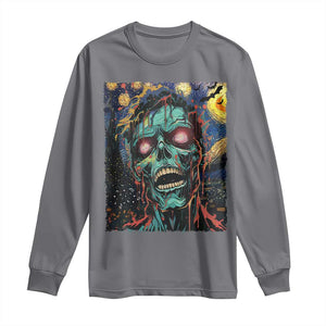 Horror Halloween Skull Long Sleeve Shirt Van Gogh Starry Night TS10 Charcoal Print Your Wear