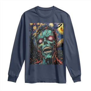 Horror Halloween Skull Long Sleeve Shirt Van Gogh Starry Night TS10 Navy Print Your Wear