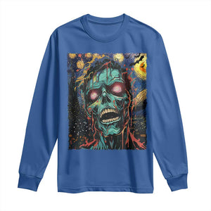 Horror Halloween Skull Long Sleeve Shirt Van Gogh Starry Night TS10 Royal Blue Print Your Wear