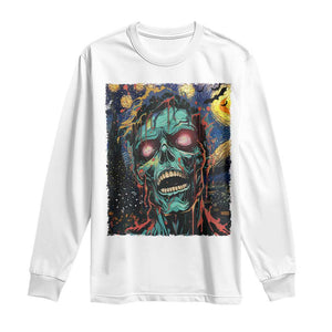 Horror Halloween Skull Long Sleeve Shirt Van Gogh Starry Night TS10 White Print Your Wear