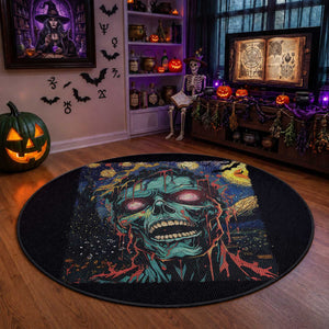 Horror Halloween Skull Round Rug Van Gogh Starry Night