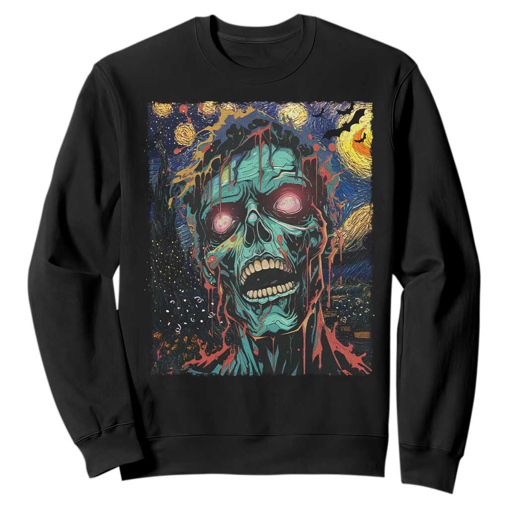 Horror Halloween Skull Sweatshirt Van Gogh Starry Night TS10 Black Print Your Wear