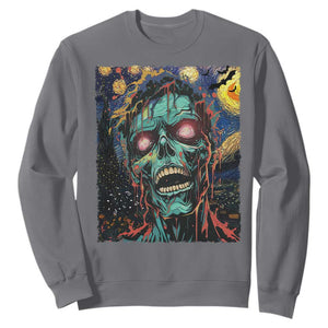 Horror Halloween Skull Sweatshirt Van Gogh Starry Night TS10 Charcoal Print Your Wear