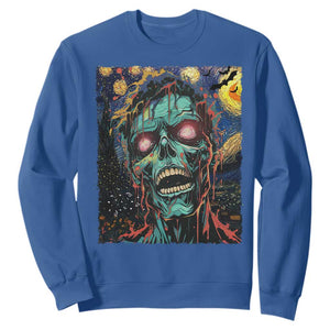 Horror Halloween Skull Sweatshirt Van Gogh Starry Night TS10 Royal Blue Print Your Wear