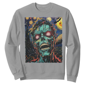 Horror Halloween Skull Sweatshirt Van Gogh Starry Night TS10 Sport Gray Print Your Wear