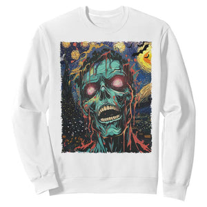 Horror Halloween Skull Sweatshirt Van Gogh Starry Night TS10 White Print Your Wear