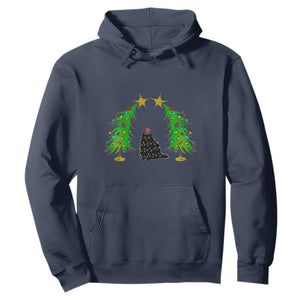 Cute Cat Christmas Hoodie Kitty Cat Lover Xmas Tree Lights TS10 Navy Print Your Wear