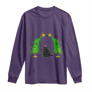 Cute Cat Christmas Long Sleeve Shirt Kitty Cat Lover Xmas Tree Lights TS10 Purple Print Your Wear