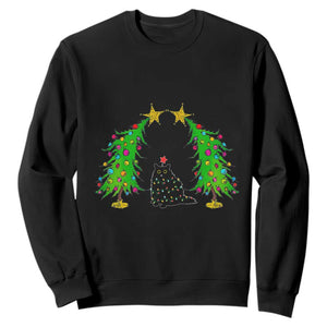 Cute Cat Christmas Sweatshirt Kitty Cat Lover Xmas Tree Lights TS10 Black Print Your Wear