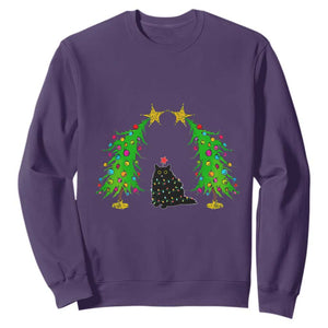 Cute Cat Christmas Sweatshirt Kitty Cat Lover Xmas Tree Lights TS10 Purple Print Your Wear