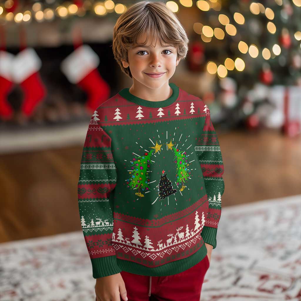 Cute Cat Ugly Christmas Sweater Kitty Cat Lover Xmas Tree Lights TS10 Christmas Print Your Wear