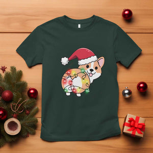 Christmas Corgi Dog T Shirt Cute Animal Pet Puppy Lover Gift Xmas Lights TS10 Dark Forest Green Print Your Wear