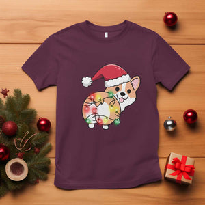 Christmas Corgi Dog T Shirt Cute Animal Pet Puppy Lover Gift Xmas Lights TS10 Maroon Print Your Wear