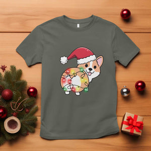 Christmas Corgi Dog T Shirt Cute Animal Pet Puppy Lover Gift Xmas Lights TS10 Military Green Print Your Wear