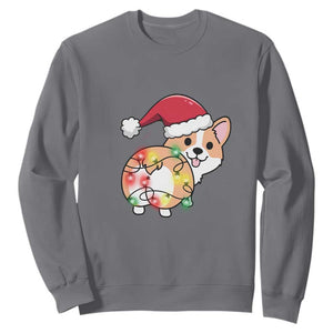 Christmas Corgi Dog Sweatshirt Cute Animal Pet Puppy Lover Gift Xmas Lights TS10 Charcoal Print Your Wear