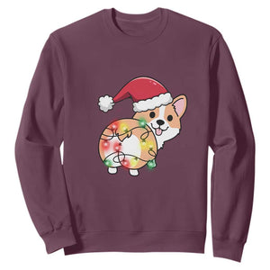 Christmas Corgi Dog Sweatshirt Cute Animal Pet Puppy Lover Gift Xmas Lights TS10 Maroon Print Your Wear