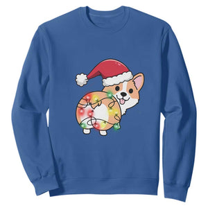 Christmas Corgi Dog Sweatshirt Cute Animal Pet Puppy Lover Gift Xmas Lights TS10 Royal Blue Print Your Wear