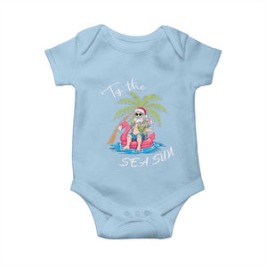 Hawaiian Christmas Santa Baby Onesie Tis The Sea Sun Beach Hawaii Xmas Tropical Xmas TS10 Light Blue Print Your Wear