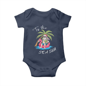 Hawaiian Christmas Santa Baby Onesie Tis The Sea Sun Beach Hawaii Xmas Tropical Xmas TS10 Navy Print Your Wear