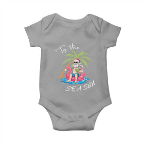 Hawaiian Christmas Santa Baby Onesie Tis The Sea Sun Beach Hawaii Xmas Tropical Xmas TS10 Sport Gray Print Your Wear