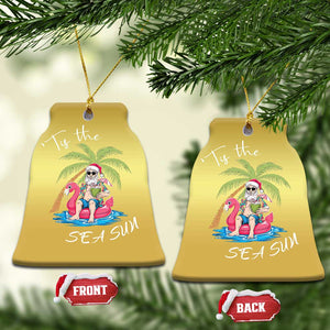 Hawaiian Christmas Ornament Santa Tis The Sea Sun Beach Hawaii Xmas In July Tropical Xmas Gift Family Holiday TS10 Bell Flake Gold Print Your Wear